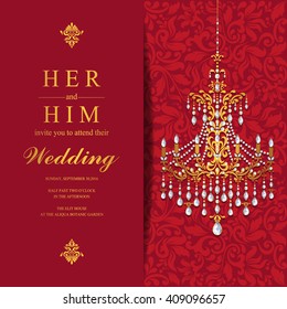 Wedding invitation or card with abstract background. Islam, Arabic, Indian, Dubai.