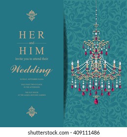 Wedding invitation or card with abstract background. Islam, Arabic, Indian, Dubai.