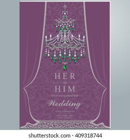 Wedding invitation or card with abstract background. Islam, Arabic, Indian, Dubai.