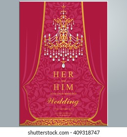 Wedding invitation or card with abstract background. Islam, Arabic, Indian, Dubai.