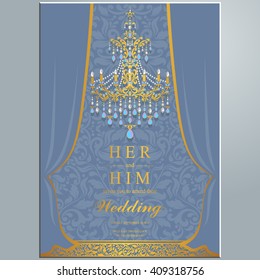 Wedding invitation or card with abstract background. Islam, Arabic, Indian, Dubai.