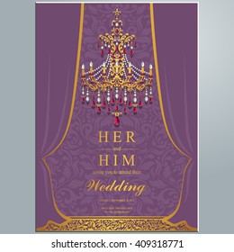 Wedding invitation or card with abstract background. Islam, Arabic, Indian, Dubai.