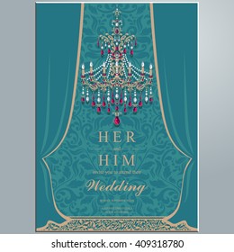Wedding invitation or card with abstract background. Islam, Arabic, Indian, Dubai.