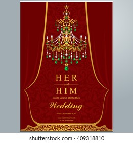 Wedding invitation or card with abstract background. Islam, Arabic, Indian, Dubai.