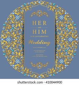 Wedding invitation or card with abstract background. Islam, Arabic, Indian, Dubai.