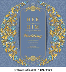 Wedding invitation or card with abstract background. Islam, Arabic, Indian, Dubai.