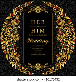 Wedding invitation or card with abstract background. Islam, Arabic, Indian, Dubai.