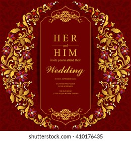 Wedding invitation or card with abstract background. Islam, Arabic, Indian, Dubai.