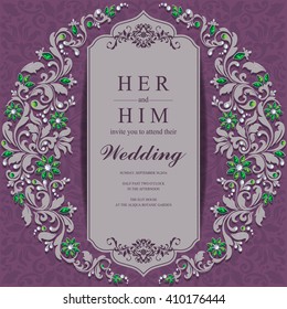Wedding invitation or card with abstract background. Islam, Arabic, Indian, Dubai.