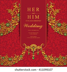 Wedding invitation or card with abstract background. Islam, Arabic, Indian, Dubai.