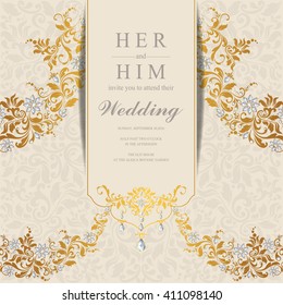 Wedding invitation or card with abstract background. Islam, Arabic, Indian, Dubai.