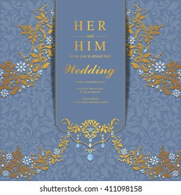 Wedding invitation or card with abstract background. Islam, Arabic, Indian, Dubai.