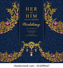 Wedding invitation or card with abstract background. Islam, Arabic, Indian, Dubai.