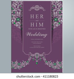 Wedding invitation or card with abstract background. Islam, Arabic, Indian, Dubai.