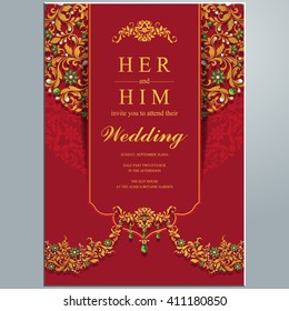 Wedding invitation or card with abstract background. Islam, Arabic, Indian, Dubai.