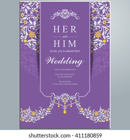 Wedding invitation or card with abstract background. Islam, Arabic, Indian, Dubai.