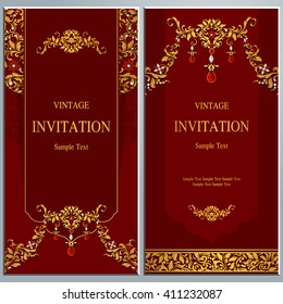 Wedding invitation or card with abstract background. Islam, Arabic, Indian, Dubai.