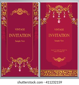 Wedding invitation or card with abstract background. Islam, Arabic, Indian, Dubai.