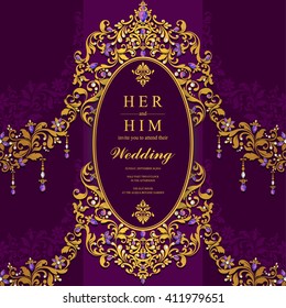 Wedding invitation or card with abstract background. Islam, Arabic, Indian, Dubai.