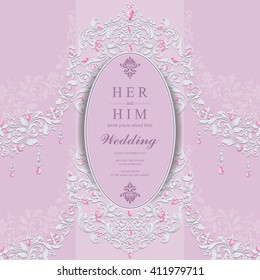 Wedding invitation or card with abstract background. Islam, Arabic, Indian, Dubai.