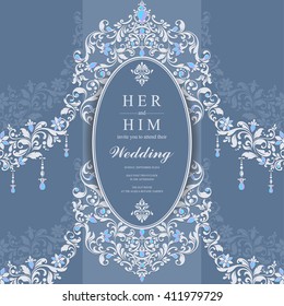 Wedding invitation or card with abstract background. Islam, Arabic, Indian, Dubai.