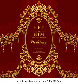 Wedding invitation or card with abstract background. Islam, Arabic, Indian, Dubai.