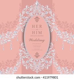 Wedding invitation or card with abstract background. Islam, Arabic, Indian, Dubai.