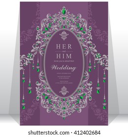 Wedding invitation or card with abstract background. Islam, Arabic, Indian, Dubai.
