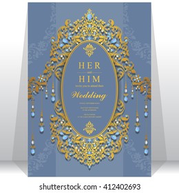 Wedding invitation or card with abstract background. Islam, Arabic, Indian, Dubai.