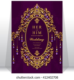 Wedding invitation or card with abstract background. Islam, Arabic, Indian, Dubai.