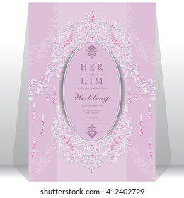 Wedding invitation or card with abstract background. Islam, Arabic, Indian, Dubai.