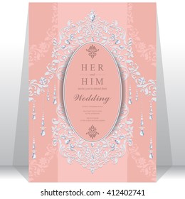 Wedding invitation or card with abstract background. Islam, Arabic, Indian, Dubai.