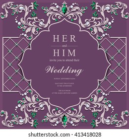 Wedding invitation or card with abstract background. Islam, Arabic, Indian, Dubai.