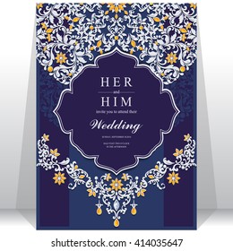 Wedding invitation or card with abstract background. Islam, Arabic, Indian, Dubai.