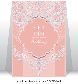 Wedding invitation or card with abstract background. Islam, Arabic, Indian, Dubai.