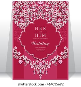 Wedding invitation or card with abstract background. Islam, Arabic, Indian, Dubai.