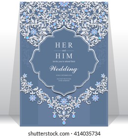 Wedding invitation or card with abstract background. Islam, Arabic, Indian, Dubai.
