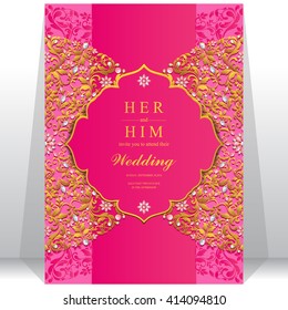 Wedding invitation or card with abstract background. Islam, Arabic, Indian, Dubai.