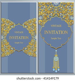 Wedding invitation or card with abstract background. Islam, Arabic, Indian, Dubai.