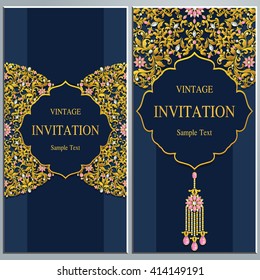 Wedding invitation or card with abstract background. Islam, Arabic, Indian, Dubai.