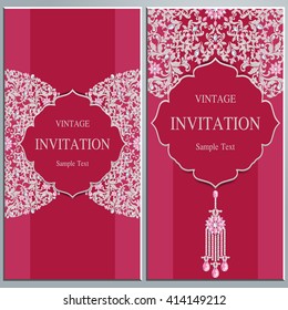 Wedding invitation or card with abstract background. Islam, Arabic, Indian, Dubai.