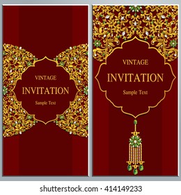 Wedding invitation or card with abstract background. Islam, Arabic, Indian, Dubai.