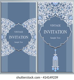 Wedding invitation or card with abstract background. Islam, Arabic, Indian, Dubai.