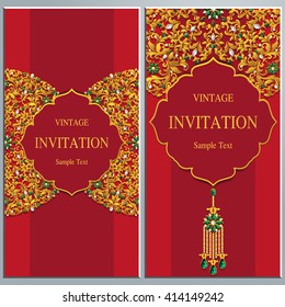 Wedding invitation or card with abstract background. Islam, Arabic, Indian, Dubai.