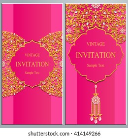 Wedding invitation or card with abstract background. Islam, Arabic, Indian, Dubai.