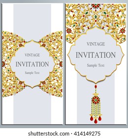 Wedding invitation or card with abstract background. Islam, Arabic, Indian, Dubai.