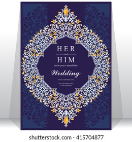 Wedding invitation or card with abstract background. Islam, Arabic, Indian, Dubai.