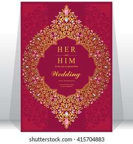 Wedding invitation or card with abstract background. Islam, Arabic, Indian, Dubai.