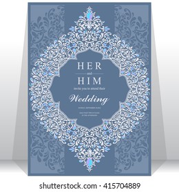 Wedding invitation or card with abstract background. Islam, Arabic, Indian, Dubai.
