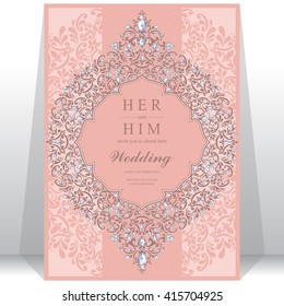 Wedding invitation or card with abstract background. Islam, Arabic, Indian, Dubai.